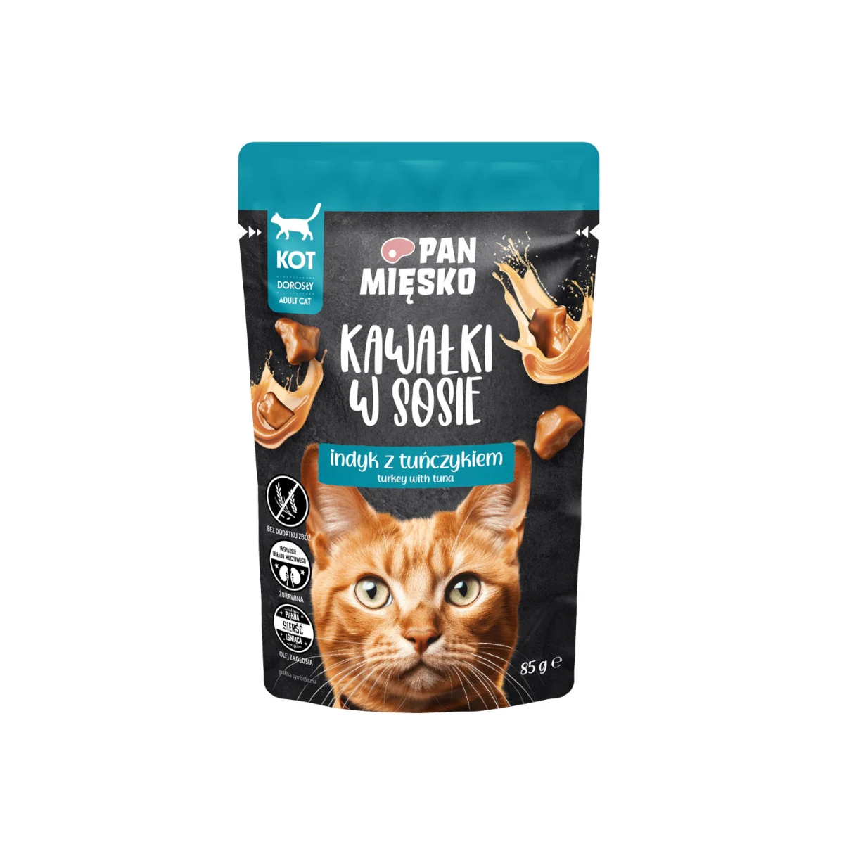 Pan Mięsko Kawałki w sosie Indyk z Tuńczykiem 85g Karma mokra dla kota
