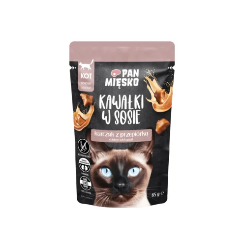 Pan Mięsko Kawałki w sosie Kurczak z Przepiórką 85g Karma mokra dla kota