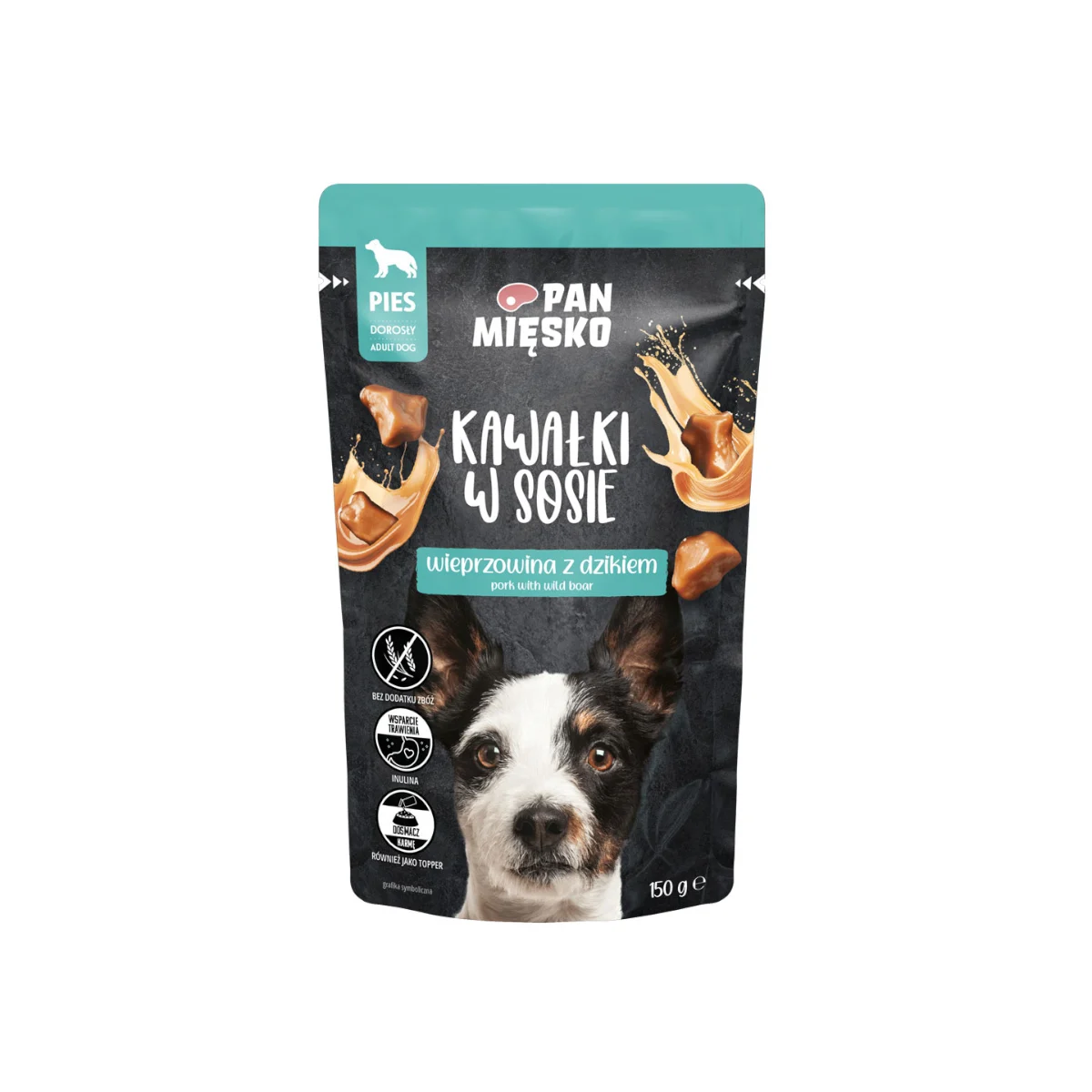 Pan Mięsko Kawałki w sosie Wieprzowina z Dzikiem 150g Karma mokra dla psa