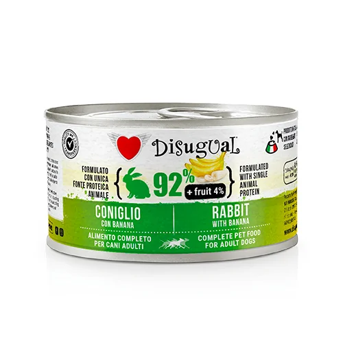 Disugual Królik z bananami 150g Karma mokra dla psa z owocami