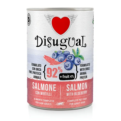 Disugual Łosoś z borówkami 400g Karma mokra dla psa z owocami