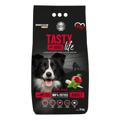 Biofeed Tasty Dogs Life z Wołowiną dla dorosłych Psów Średnich i Dużych Ras 12kg