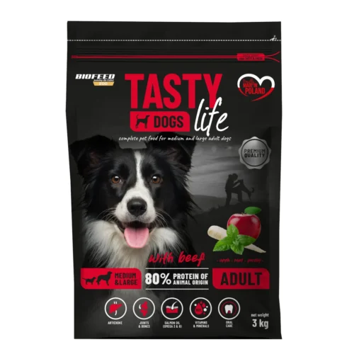 Biofeed Tasty Dogs Life z Wołowiną dla dorosłych Psów Średnich i Dużych Ras 3kg