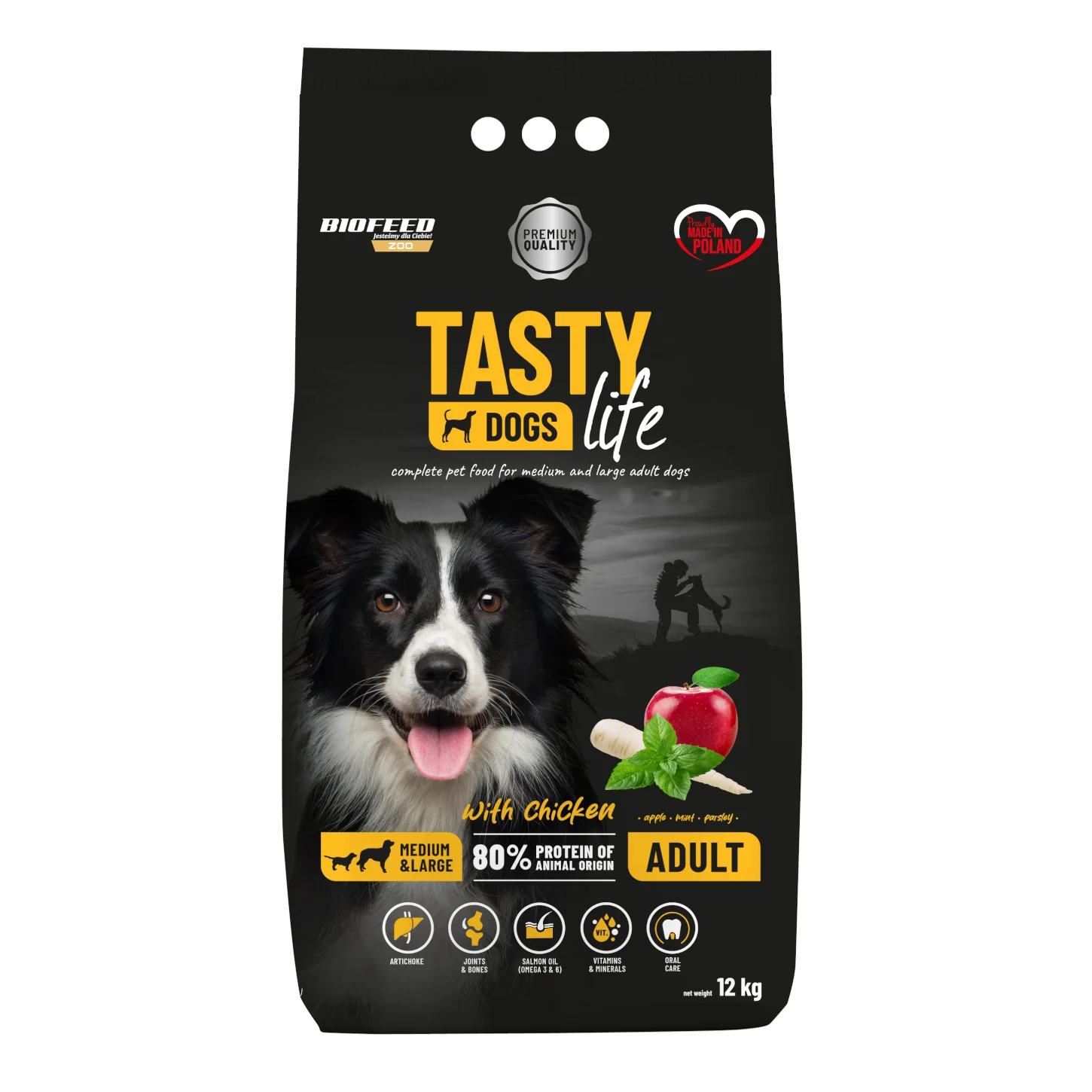 Biofeed Tasty Dogs Life z Kurczakiem dla dorosłych Psów Średnich i Dużych Ras 12kg