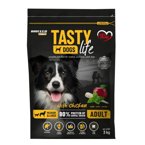 Biofeed Tasty Dogs Life z Kurczakiem dla dorosłych Psów Średnich i Dużych Ras 3kg