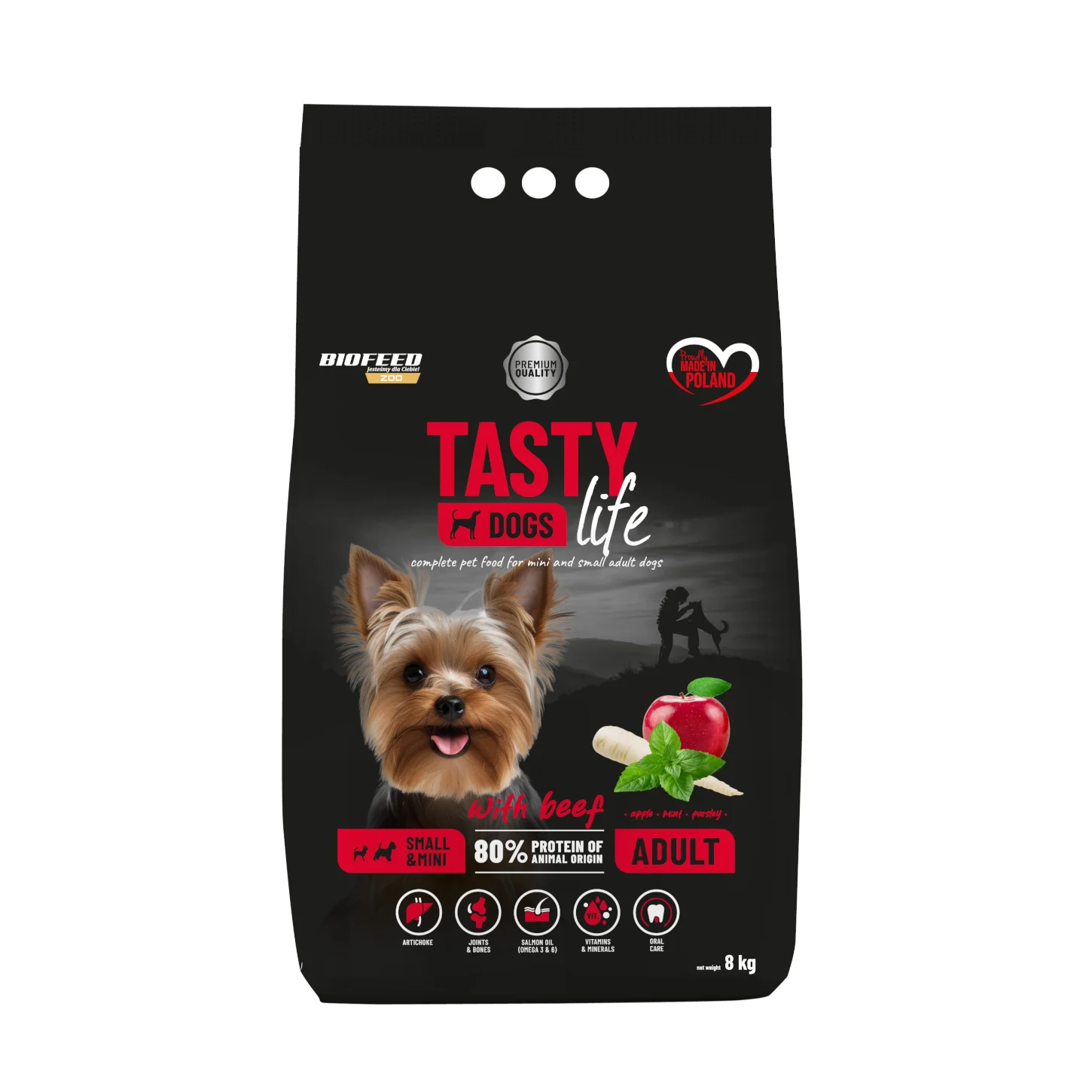 Biofeed Tasty Dogs Life z Wołowiną dla dorosłych Psów Małych Ras 8kg