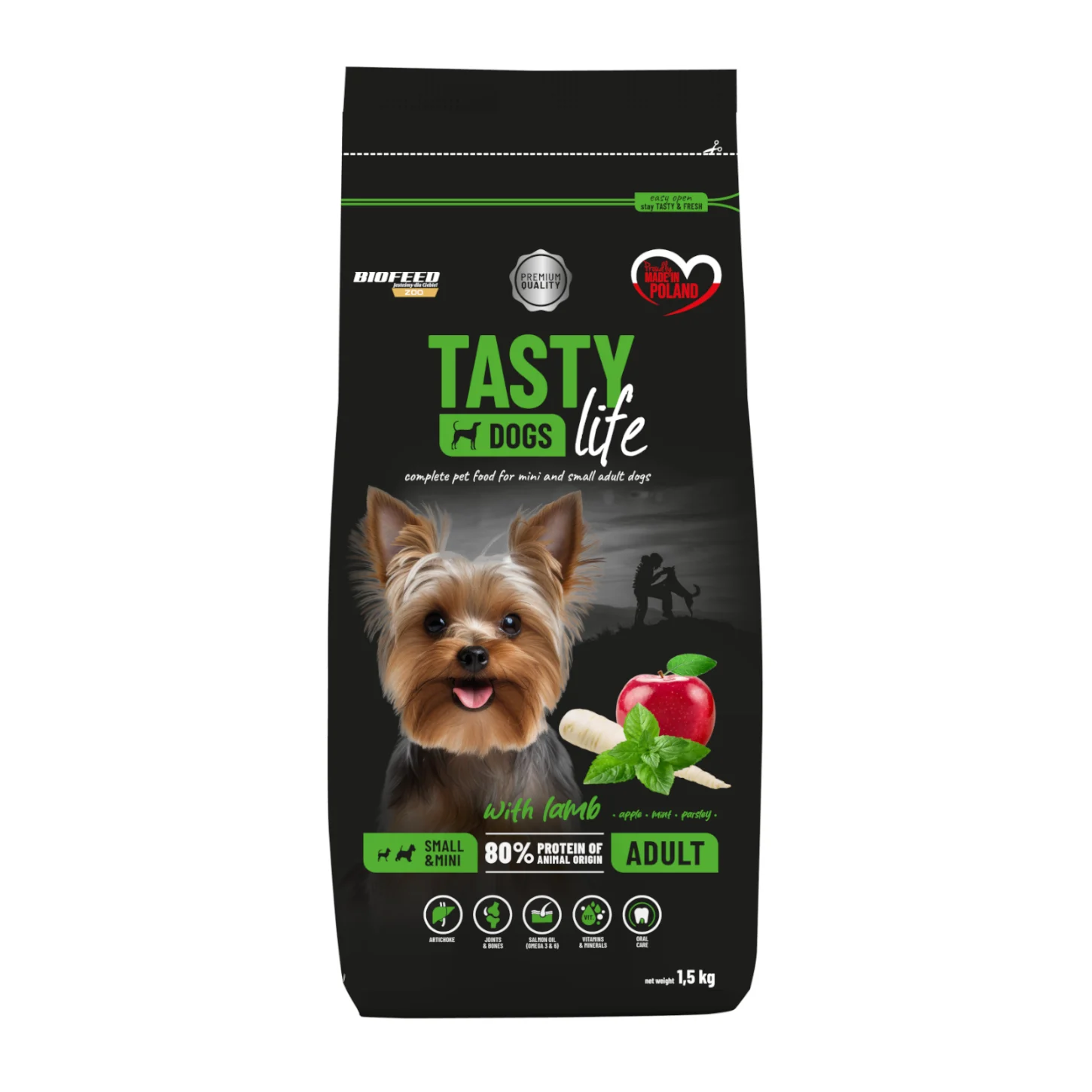 Biofeed Tasty Dogs Life z Jagnięciną dla dorosłych Psów Małych Ras 1,5kg