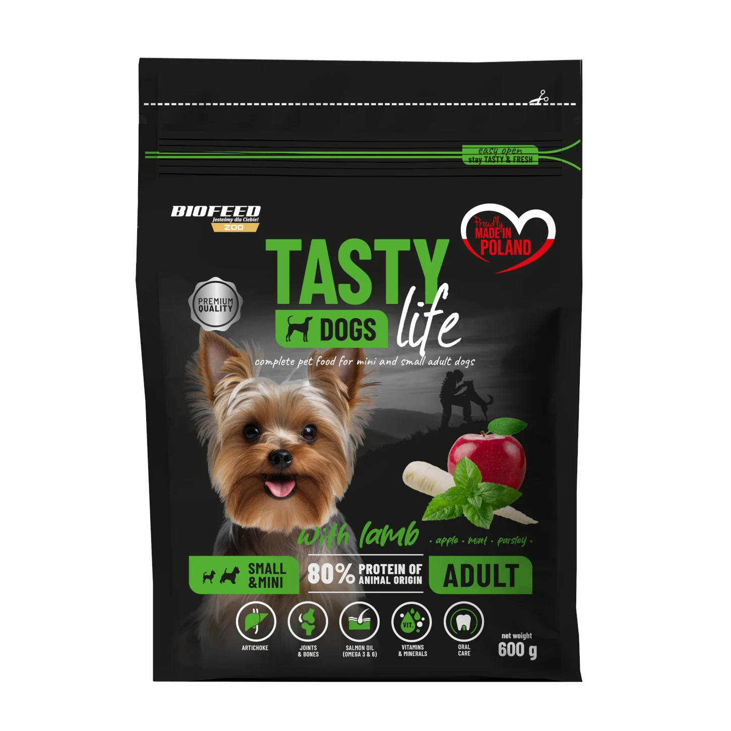 Biofeed Tasty Dogs Life z Jagnięciną dla dorosłych Psów Małych Ras 600g
