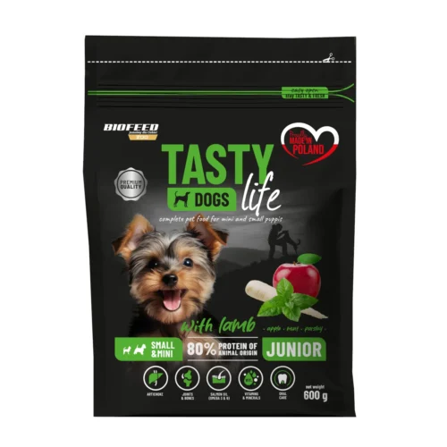 Biofeed Tasty Dogs Life z Jagnięciną dla Szczeniąt Małych Ras 600g