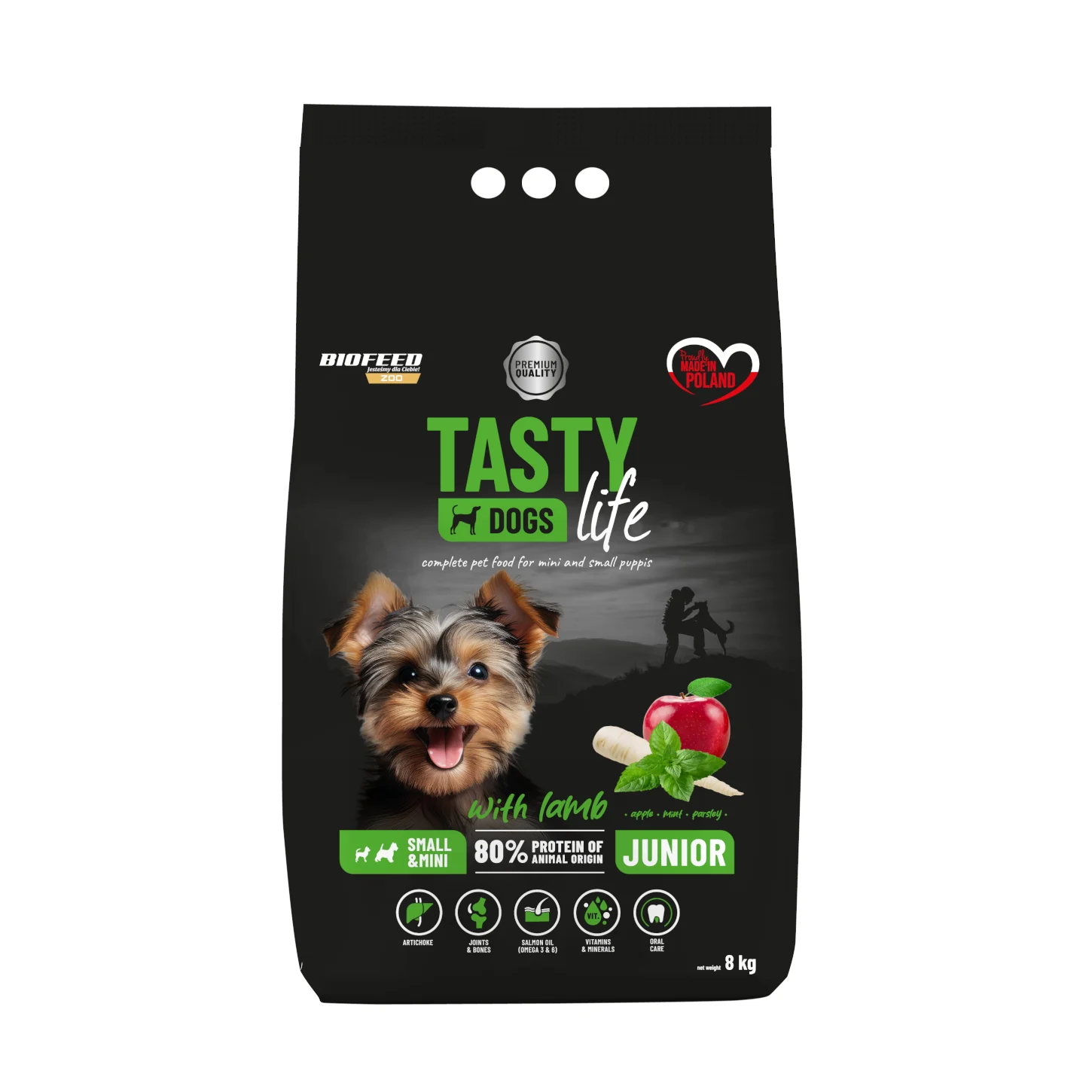 Biofeed Tasty Dogs Life z Jagnięciną dla Szczeniąt Małych Ras 8kg