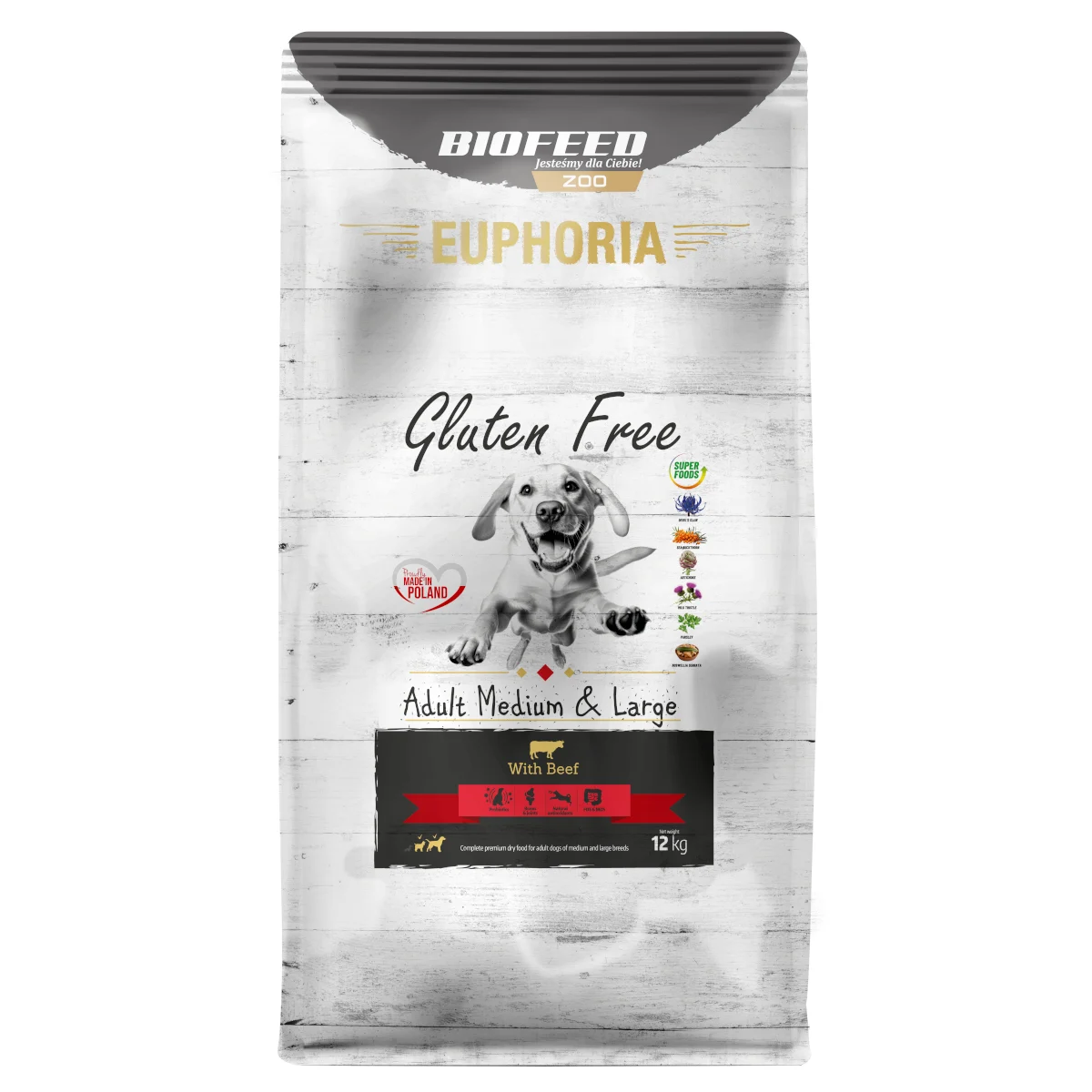 Biofeed Euphoria Gluten Free z Wołowiną dla dorosłych Psów Średnich i Dużych Ras 12kg