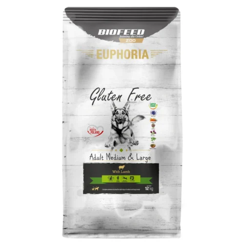 Biofeed Euphoria Gluten Free z Jagnięciną dla dorosłych Psów Średnich i Dużych Ras 12kg