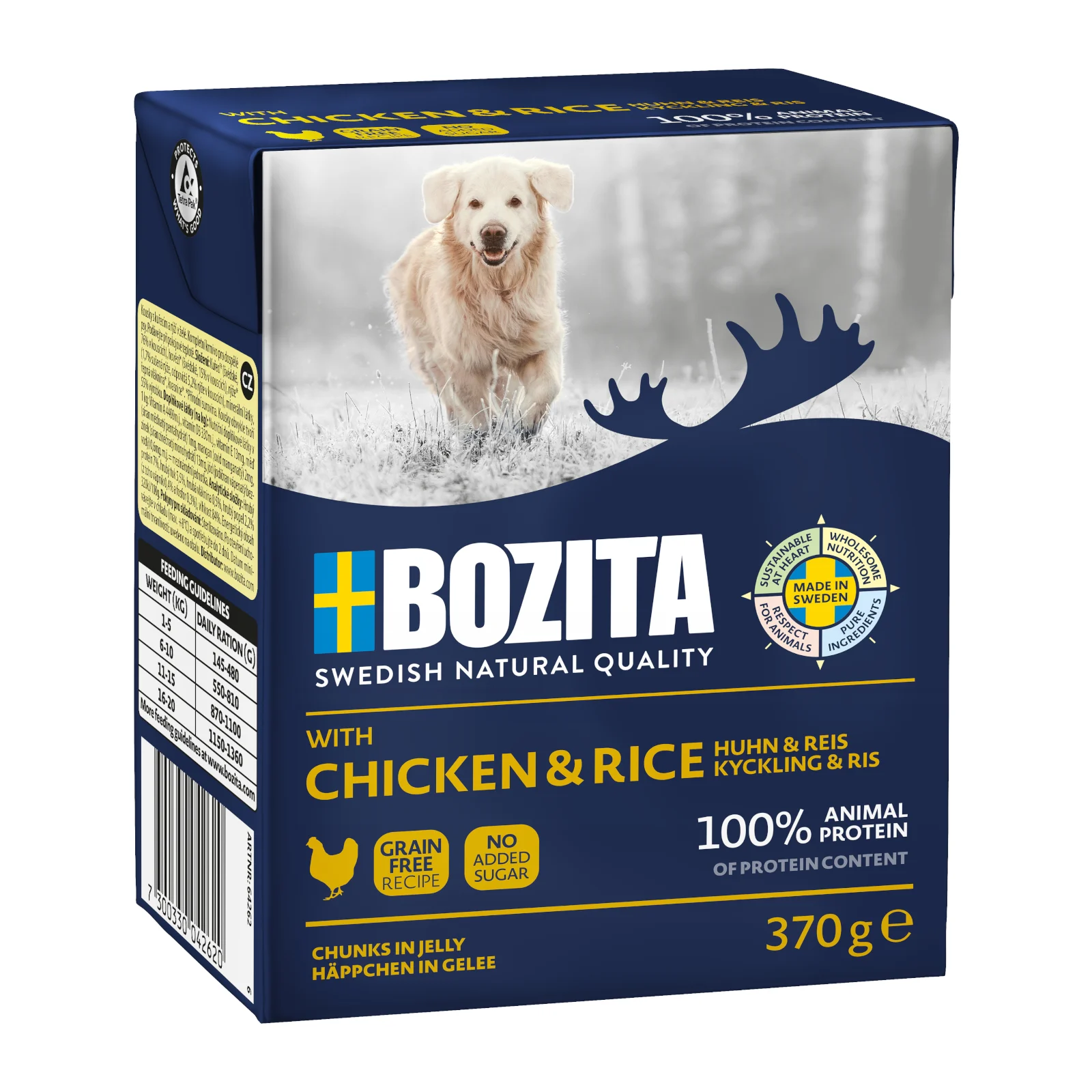 Bozita Kawałki w Galaretce z Kurczakiem i Ryżem 370g dla Psów