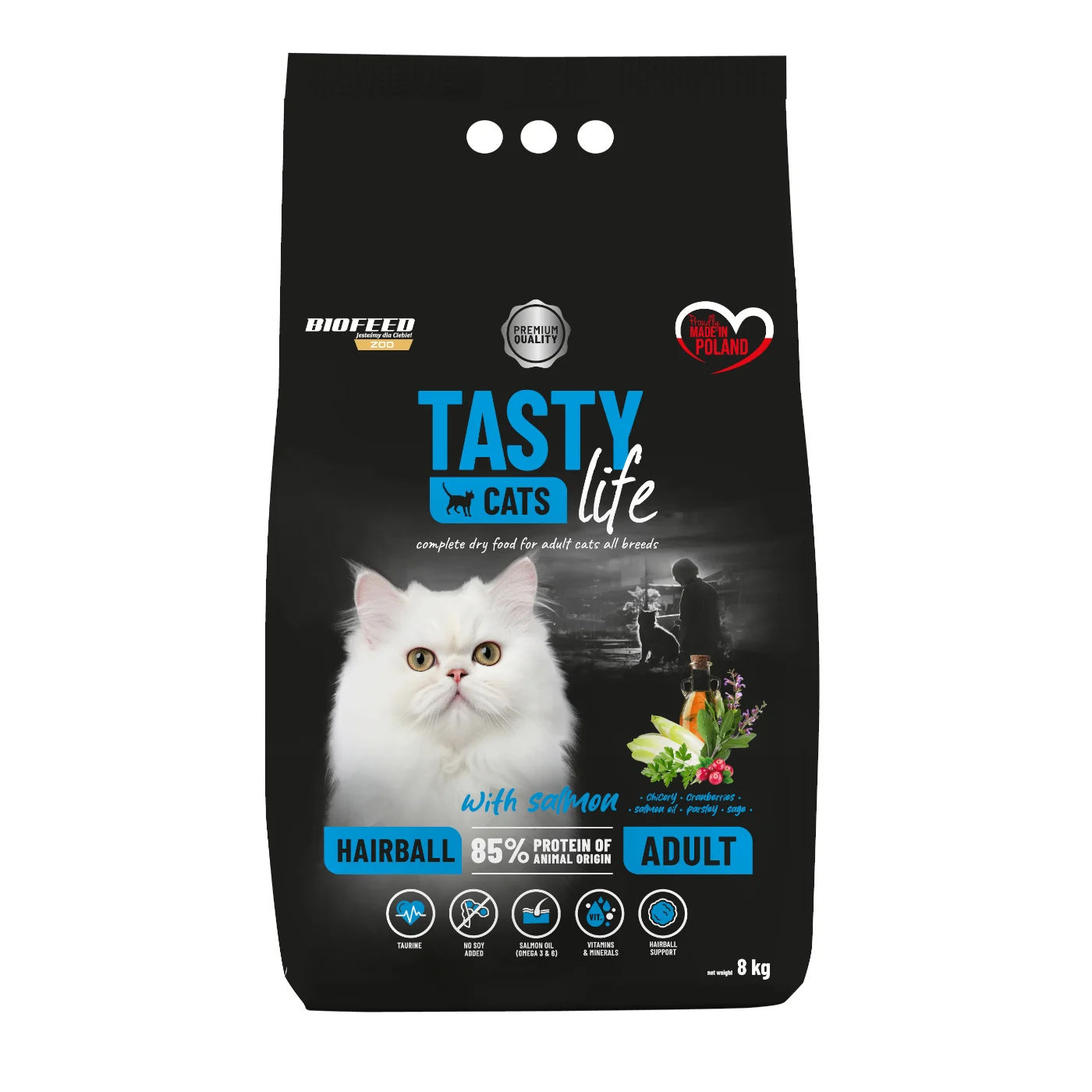 Biofeed Tasty Cats Life Hairball with Salmon 8kg
