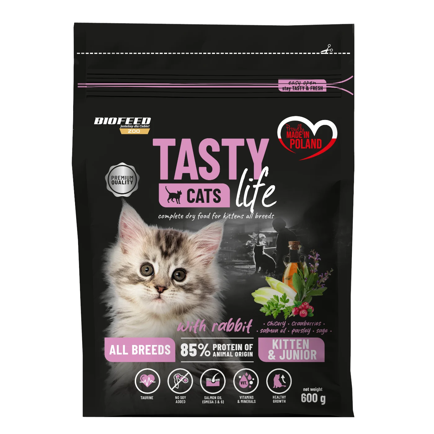 Biofeed Tasty Cats Life with Rabbit Kitten Junior 600g