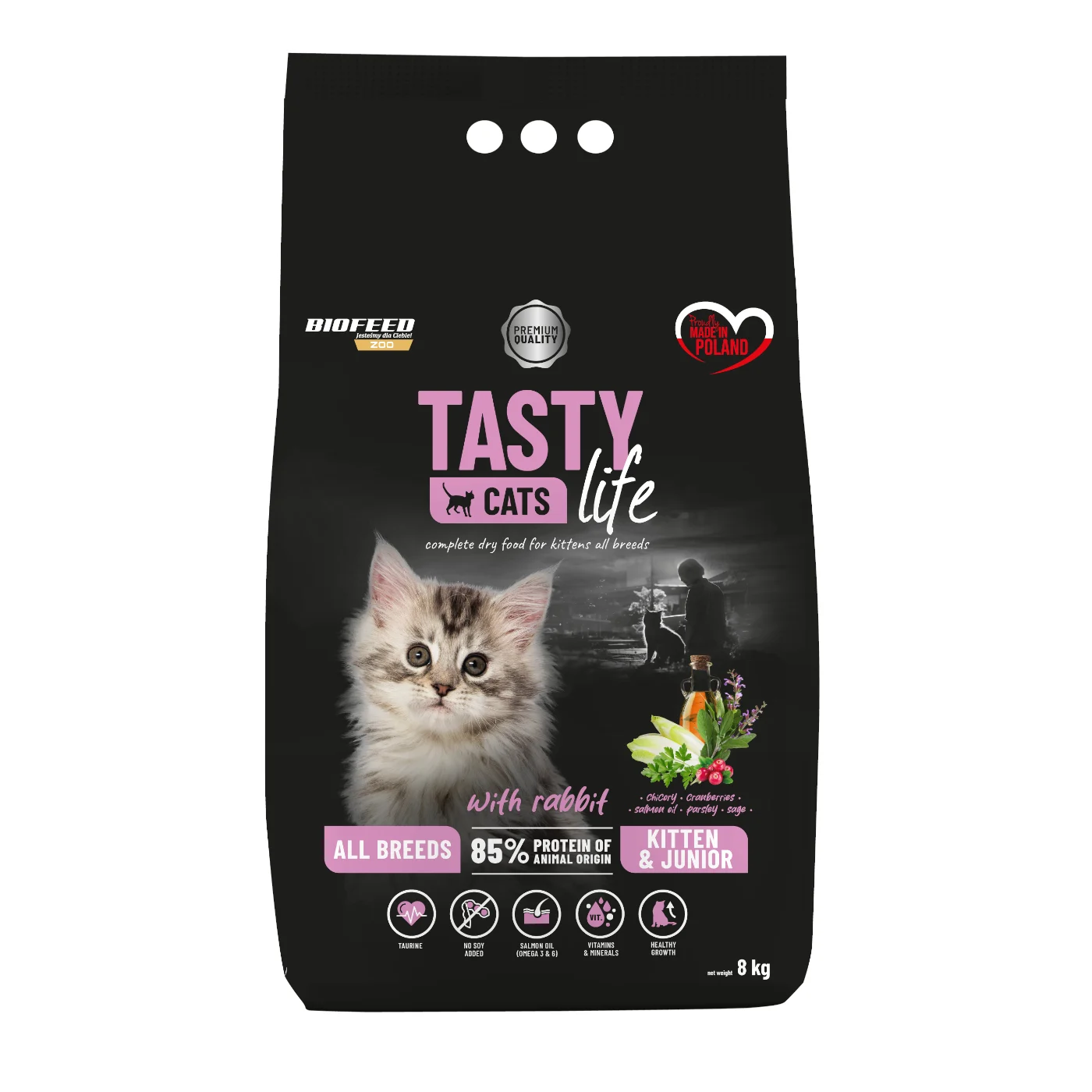 Biofeed Tasty Cats Life with Rabbit Kitten Junior 8kg