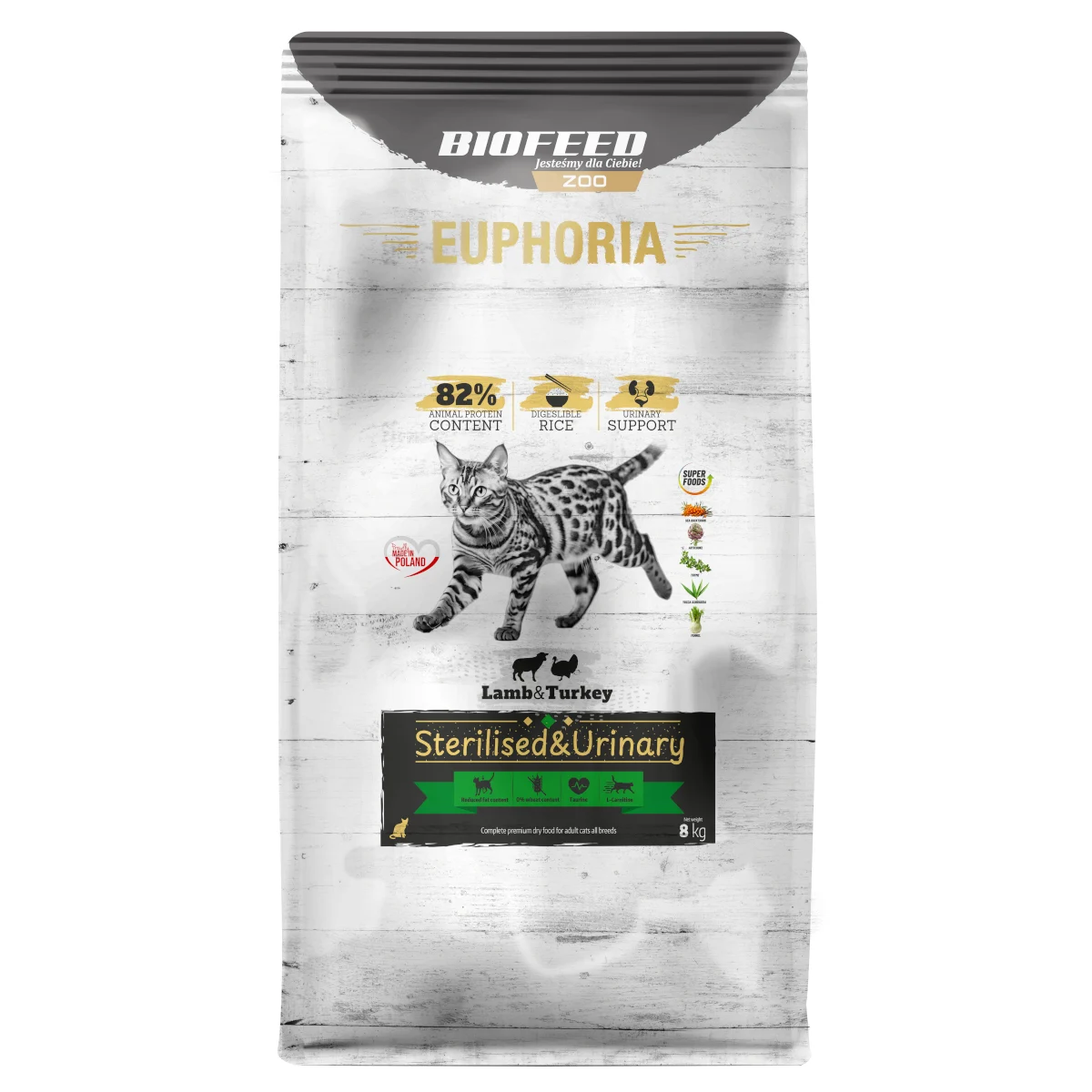 Biofeed Euphoria Gluten Free Cats Sterilised & Urinary with Lamb & Turkey 8kg