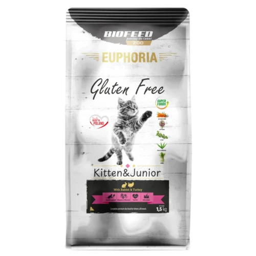 Biofeed Euphoria Gluten Free Cats Kitten & Junior with Rabbit & Turkey 1,5kg