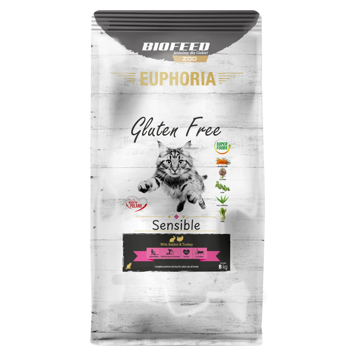 Biofeed Euphoria Gluten Free Cats Sensible with Rabbit & Turkey 8kg