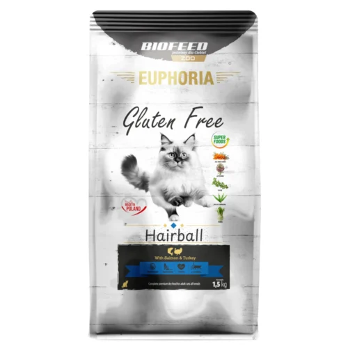Biofeed Euphoria Gluten Free Cats Hairball with Salmon & Turkey 1,5kg