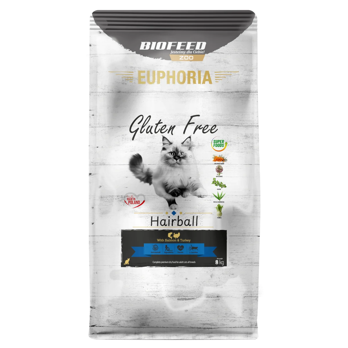 Biofeed Euphoria Gluten Free Cats Hairball with Salmon & Turkey 8kg