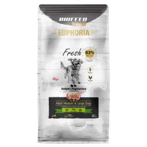 Biofeed Euphoria Fresh Meat Adult Medium & Large Indyk i Jagnięcina 12kg