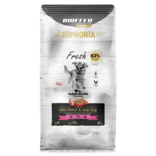 Biofeed Euphoria Fresh Meat Adult Medium & Large Indyk i Królik 12kg