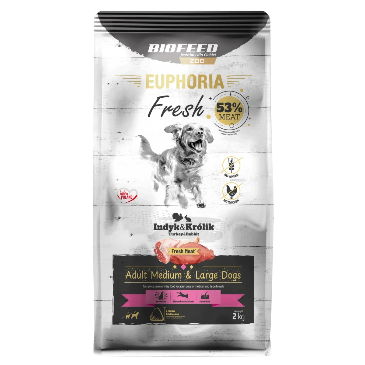 Biofeed Euphoria Fresh Meat Adult Medium & Large Indyk i Królik 2kg