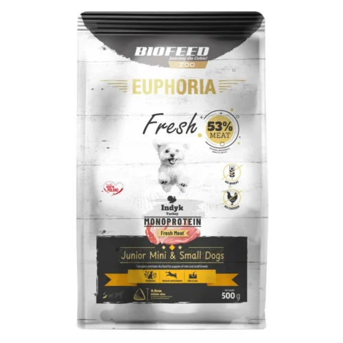 Biofeed Euphoria Fresh Meat Junior Mini & Small Indyk Monoprotein 0,5kg