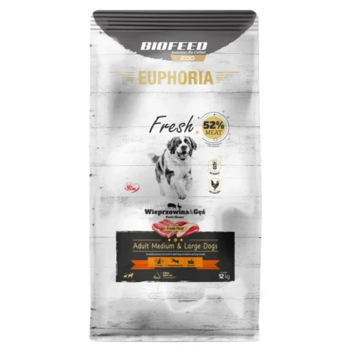 Biofeed Euphoria Fresh Meat Adult Medium & Large Wieprzowina i Gęś 12kg
