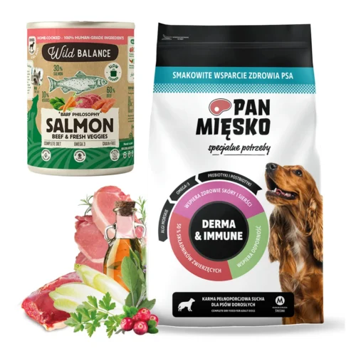Pan Mięsko Derma & Immune M 3kg + 400g Wild Balance Salmon Beef