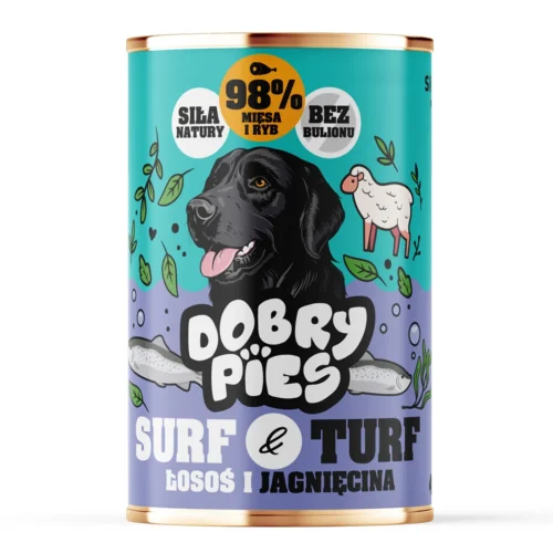 Dobry Pies Surf & Turf Łosoś i jagnięcina 400g