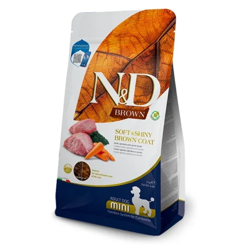 Farmina N&D Brown Lamb, Spirulina and Carrot Adult Mini 2kg z Jagnięciną