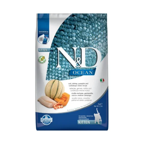 Farmina N&D Ocean Cod Shrimp & Cantaloupe Kitten 5kg dla Kociąt
