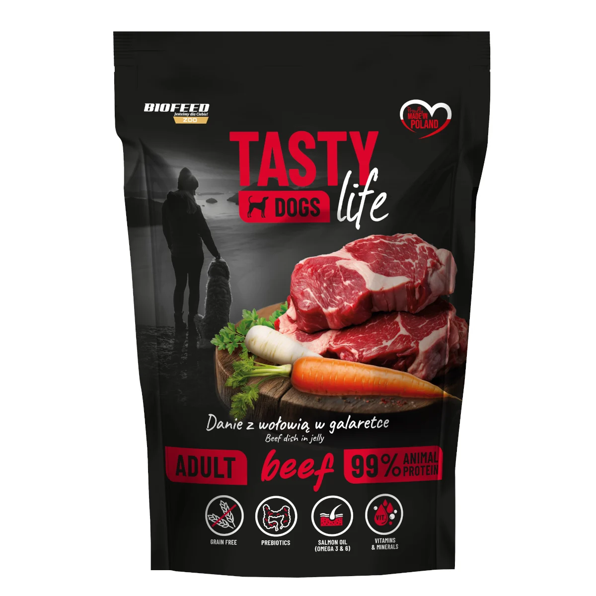 Biofeed Tasty Dogs Life Beef Danie z Wołowiną w Galaretce 150g