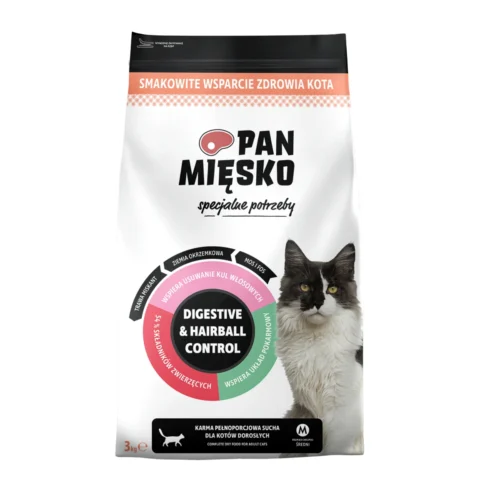 Pan Mięsko Specjalne Potrzeby Digestive & Haiball Control - Indyk (dorosły) chrupki M 3kg