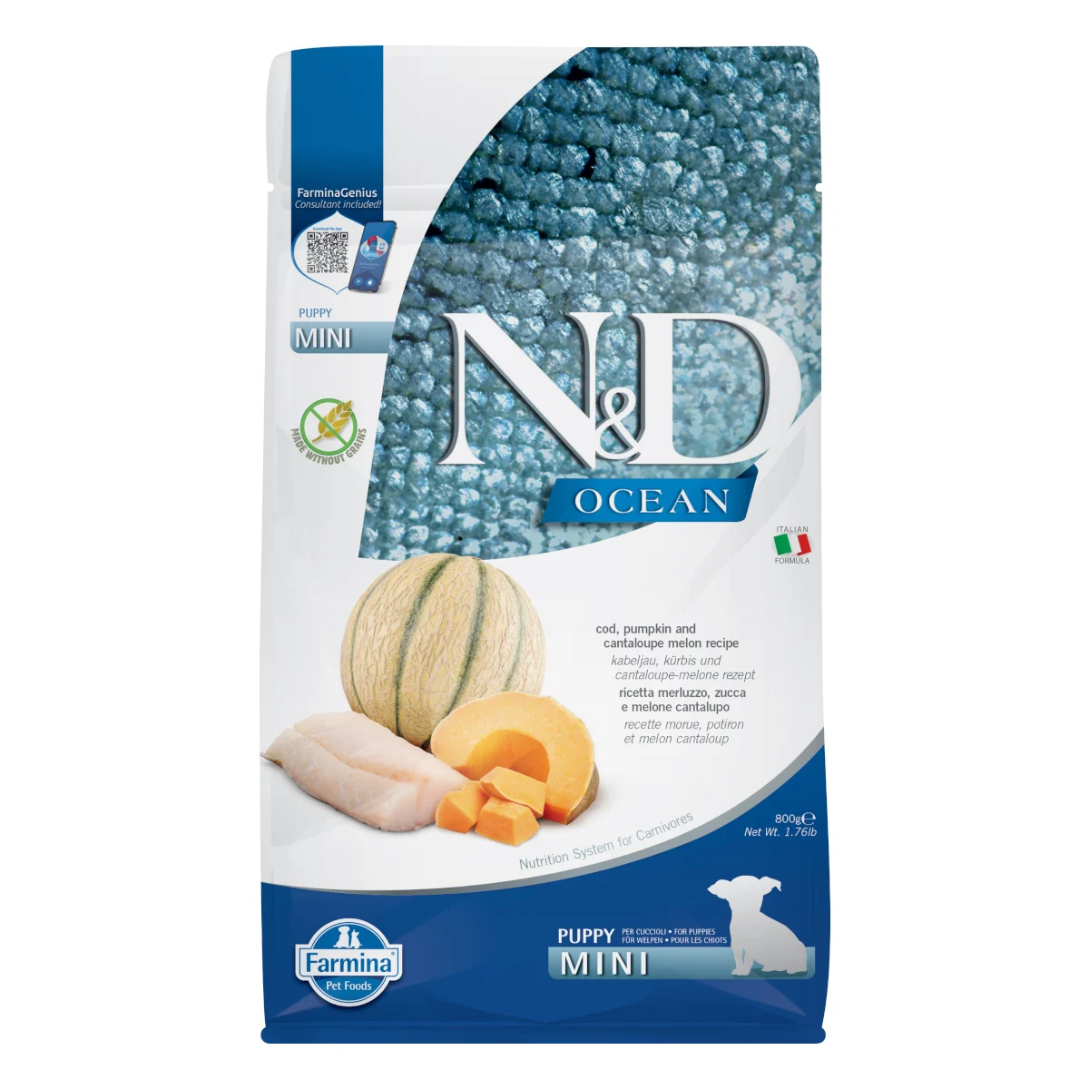 Farmina N&D Ocean Cod Pumpkin Cantaloupe Melon Mini Puppy 800g