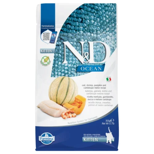Farmina N&D Ocean Cod, Shrimp, Pumpkin and Cantaloupe Melon Kitten 300g