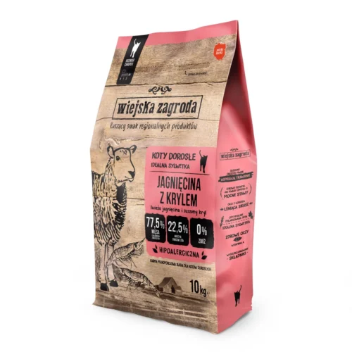 Wiejska Zagroda Jagnięcina z Krylem 10kg dla kotów sterylizowanych