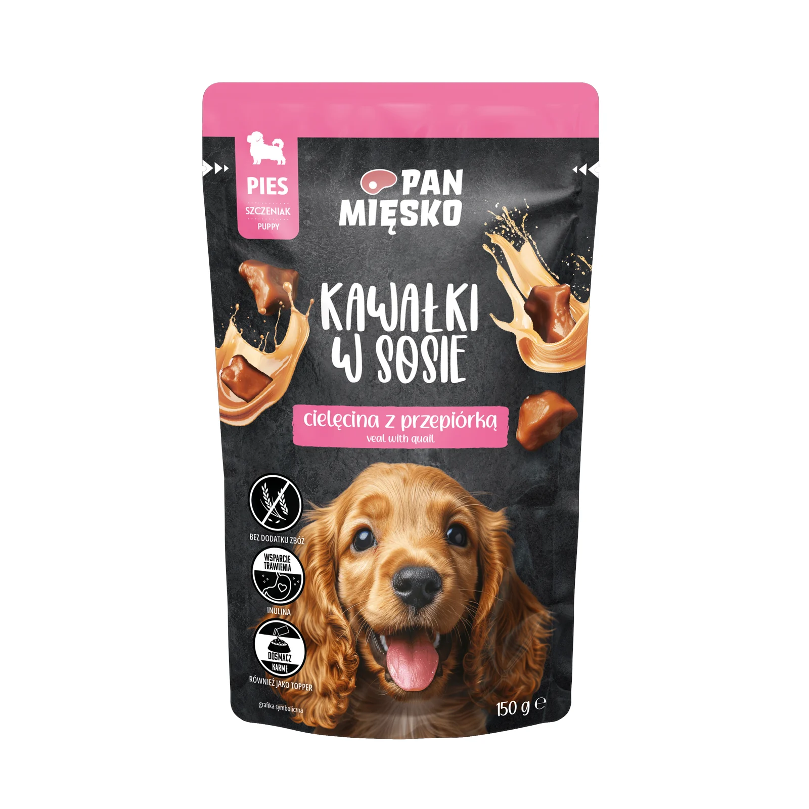 Pan Mięsko Kawałki w sosie Cielęcina z przepiórką (szczeniak) 150g