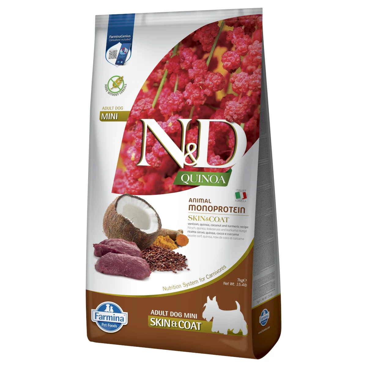 Farmina N&D Quinoa Skin & Coat Venison Mini Adult 7kg