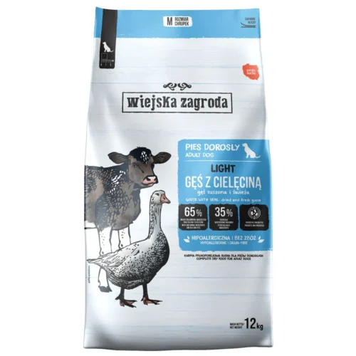 Wiejska Zagroda Light Gęsina z Cielęciną 12kg Karma sucha dla psa