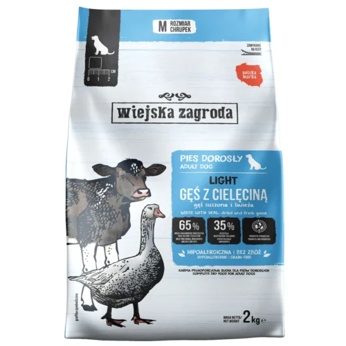 Wiejska Zagroda Light Gęsina z Cielęciną 2kg Karma sucha dla psa