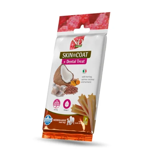 TREAT-nd-quinoa-HERRING-100g Farmina N&D Quinoa SKIN COAT DENTAL Treat Herring Adult M 100g przysmak dentystyczny