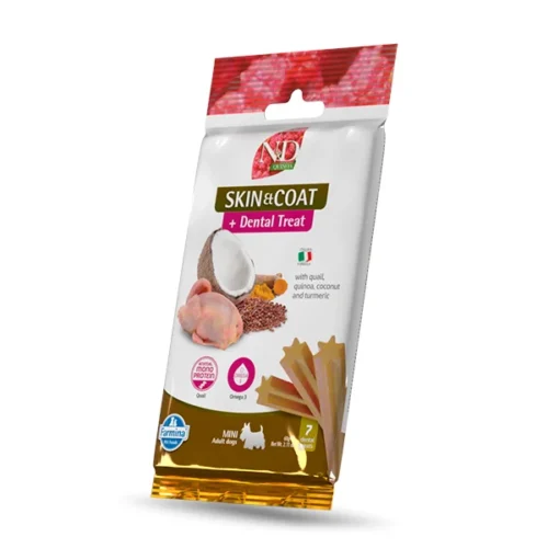TREAT-nd-quinoa-QUAIL-60g Farmina N&D Quinoa SKIN COAT DENTAL Treat Quail Adult Mini 60g przysmak dentystyczny
