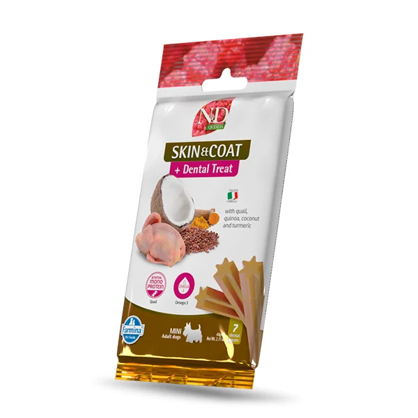 Farmina N&D Quinoa SKIN COAT DENTAL Treat Quail Adult Mini 60g przysmak dentystyczny