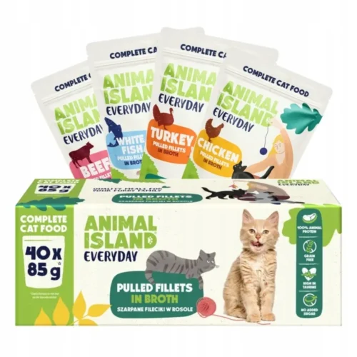 ANIMAL ISLAND Mokra karma dla kota SASZETKI MIX 4 smaków 40 x 85g