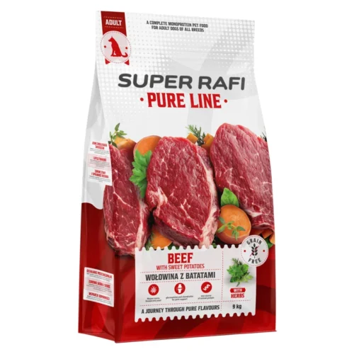 SUPER RAFI Pure Line BEEF Adult 9kg MONOBIAŁKOWA wołowina z batatami