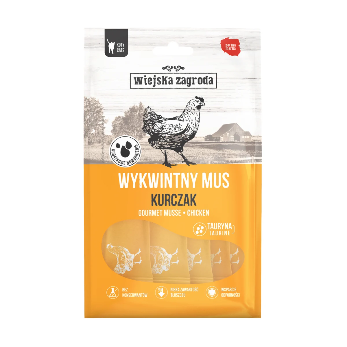 Wiejska Zagroda Przysmak dla kota Wykwintny mus Kurczak (adult) 6x15g